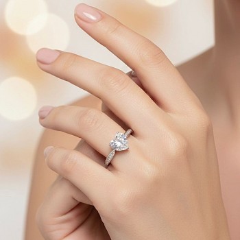 Kalp Gümüş Tektaş Yüzük MY101165