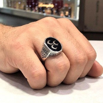 Üç Hilal Erkek Gümüş Yüzük MY102215