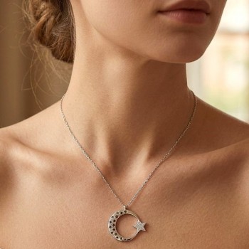 Yıldızlar Ay Yıldız Gümüş Kolye MY102491