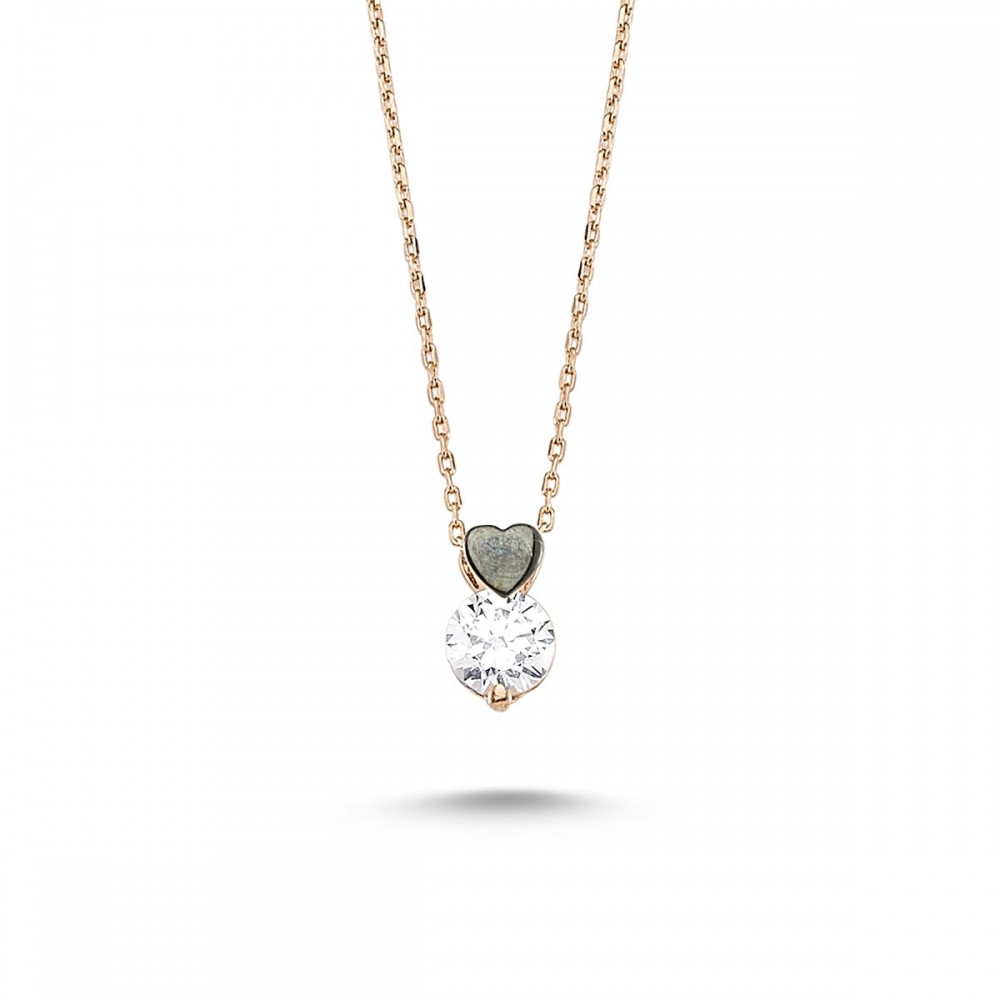 Swarovski Taşlı Kalpli Tektaş Gümüş Kolye MY0301048R 16389 Thumb