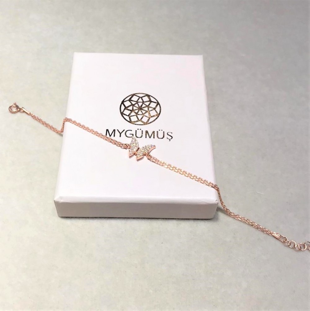 Gümüş Kelebek Kolye Bileklik Küpe Set MY102312 13660 Thumb