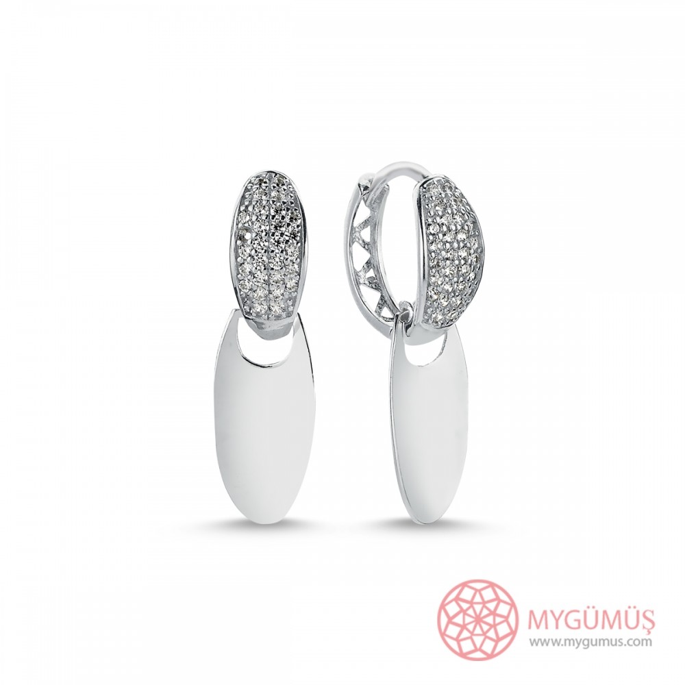 Zirkon Taşlı Sıvama Gümüş Küpe MYG19 9584 Thumb