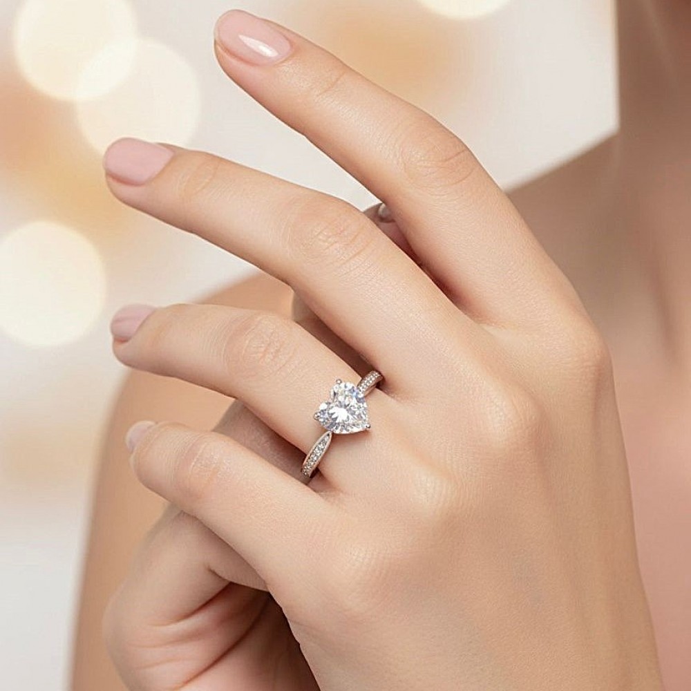 Kalp Gümüş Tektaş Yüzük MY101165 18135 Thumb