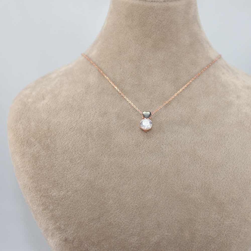 Swarovski Taşlı Kalpli Tektaş Gümüş Kolye MY0301048R 7476 Thumb