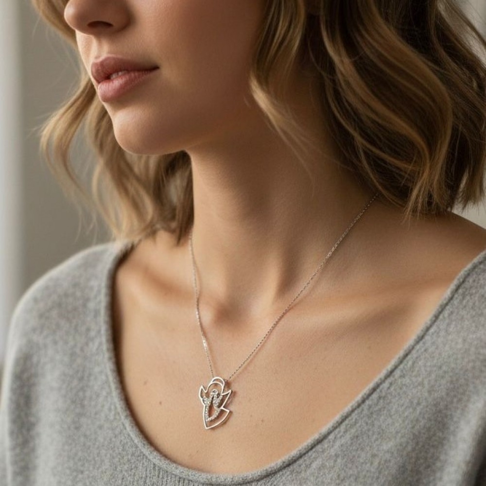 Meleğim Kanat Figürlü Gümüş Kolye MY102429 18104 Thumb