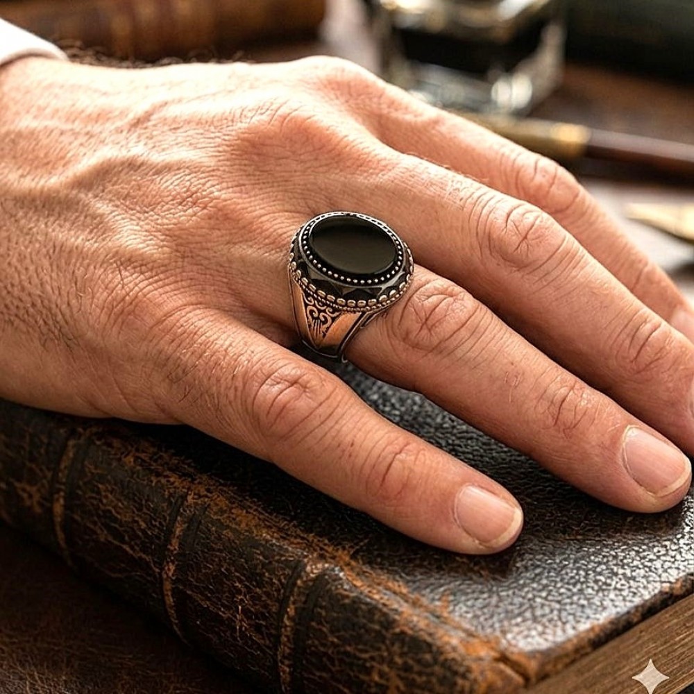 Oniks Taşlı Erkek Gümüş Yüzük MY102635 18339 Thumb
