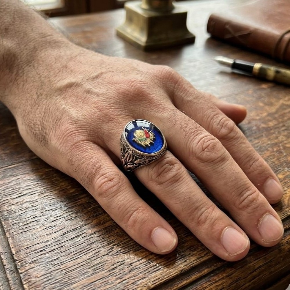 Osmanlı Armalı Erkek Gümüş Yüzük MY102220 18362 Thumb