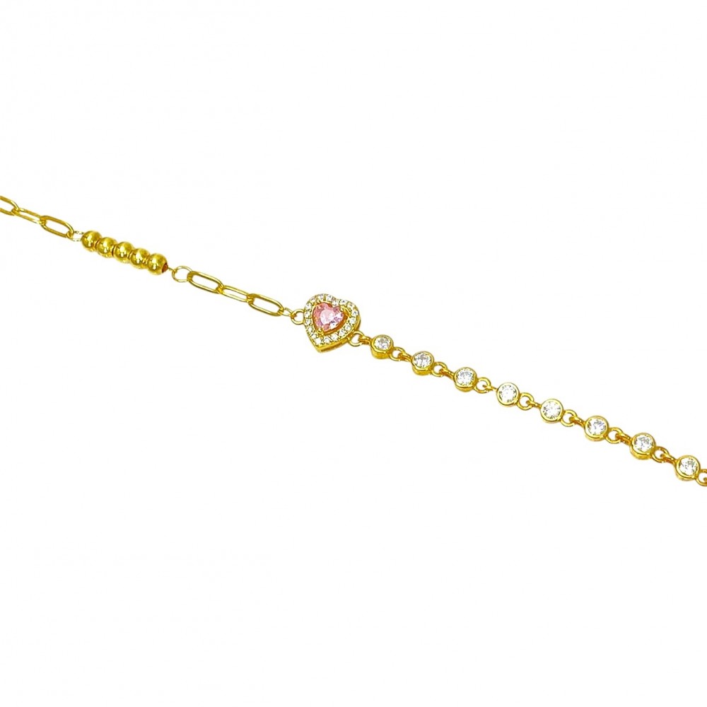 Pembe Kalp Figürlü Gümüş Bileklik MY102641G 18469 Thumb