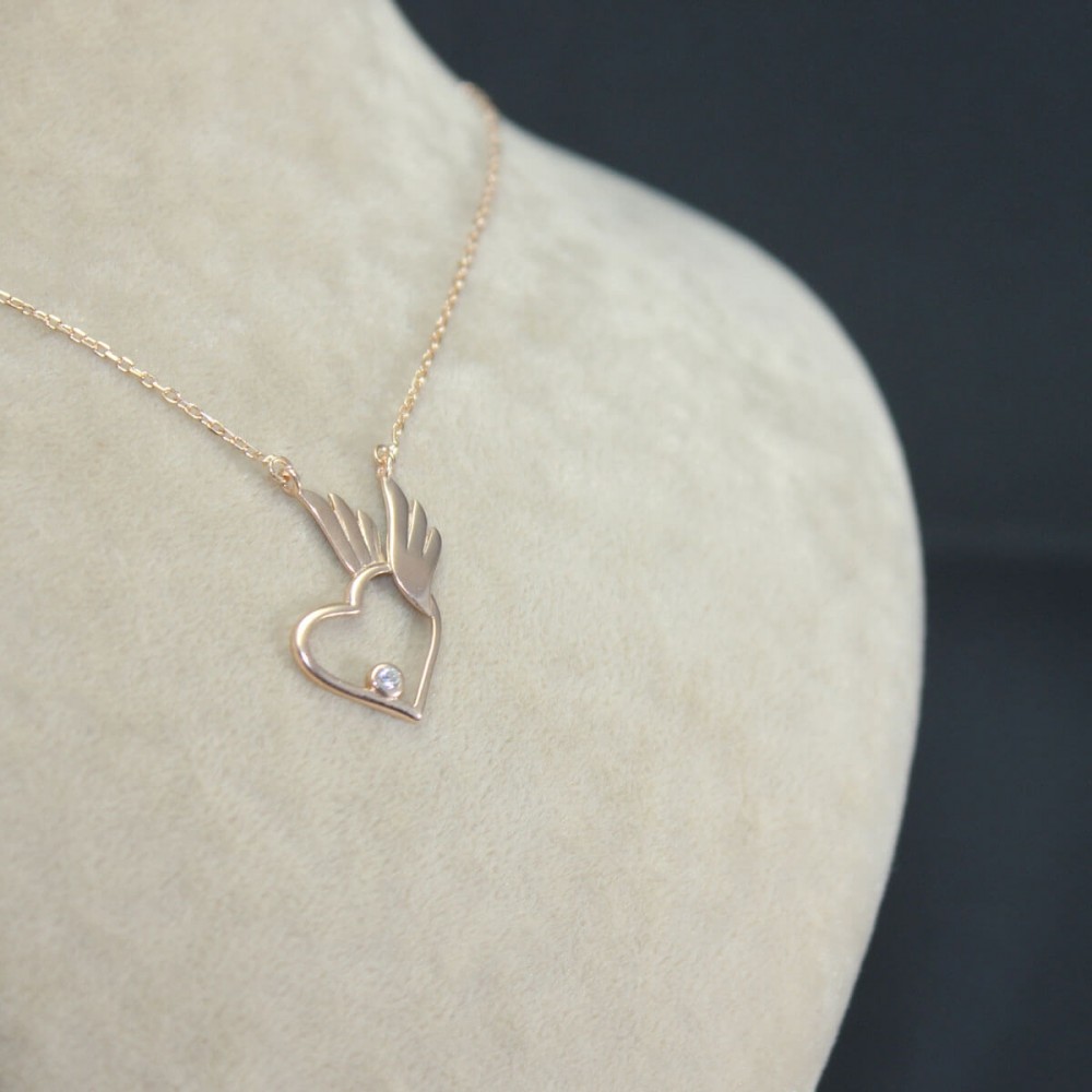 Pietra Kanatlı Kalp Gümüş Kolye MY101658 10441 Thumb
