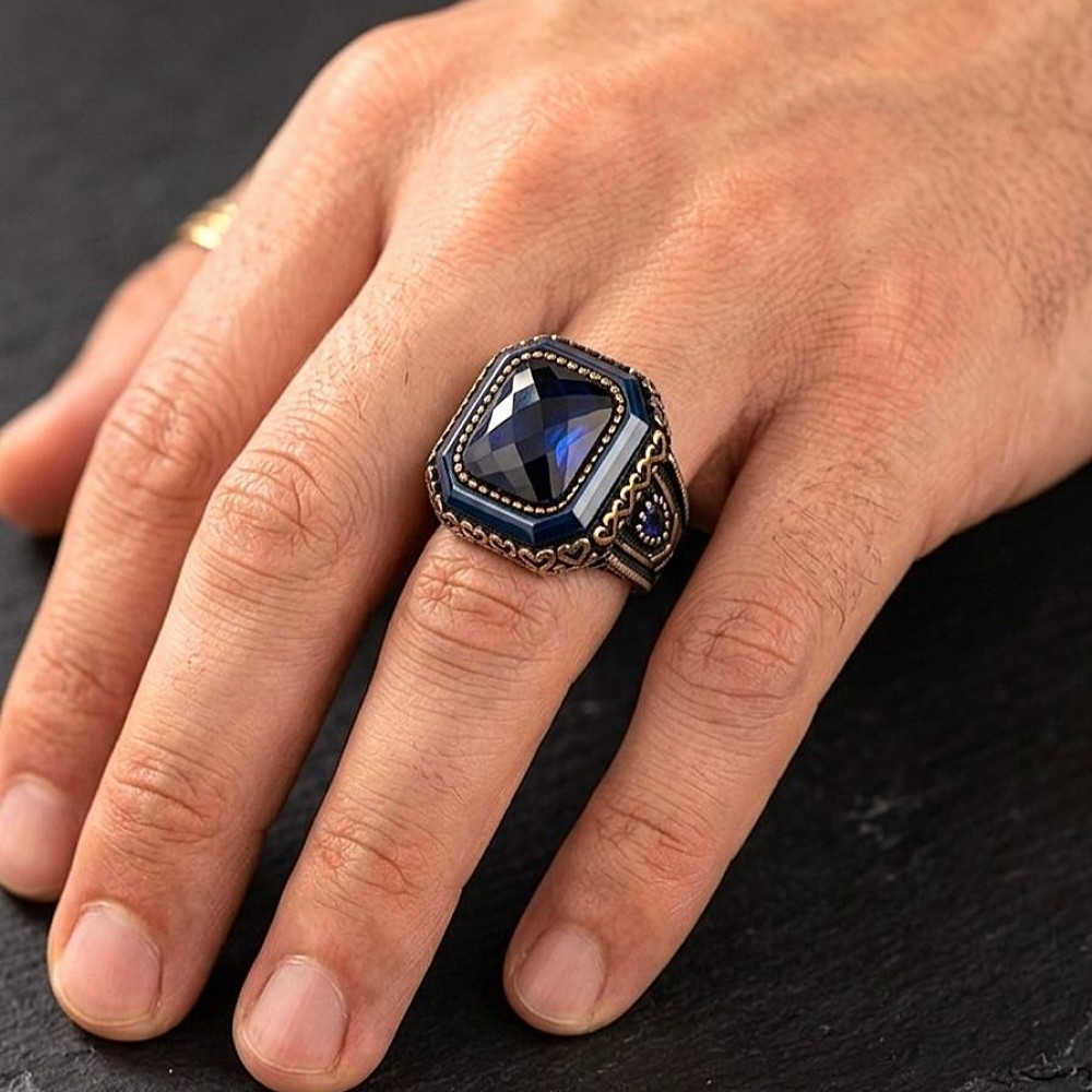 Taşlı Erkek Gümüş Yüzük MY102636 18344 Thumb