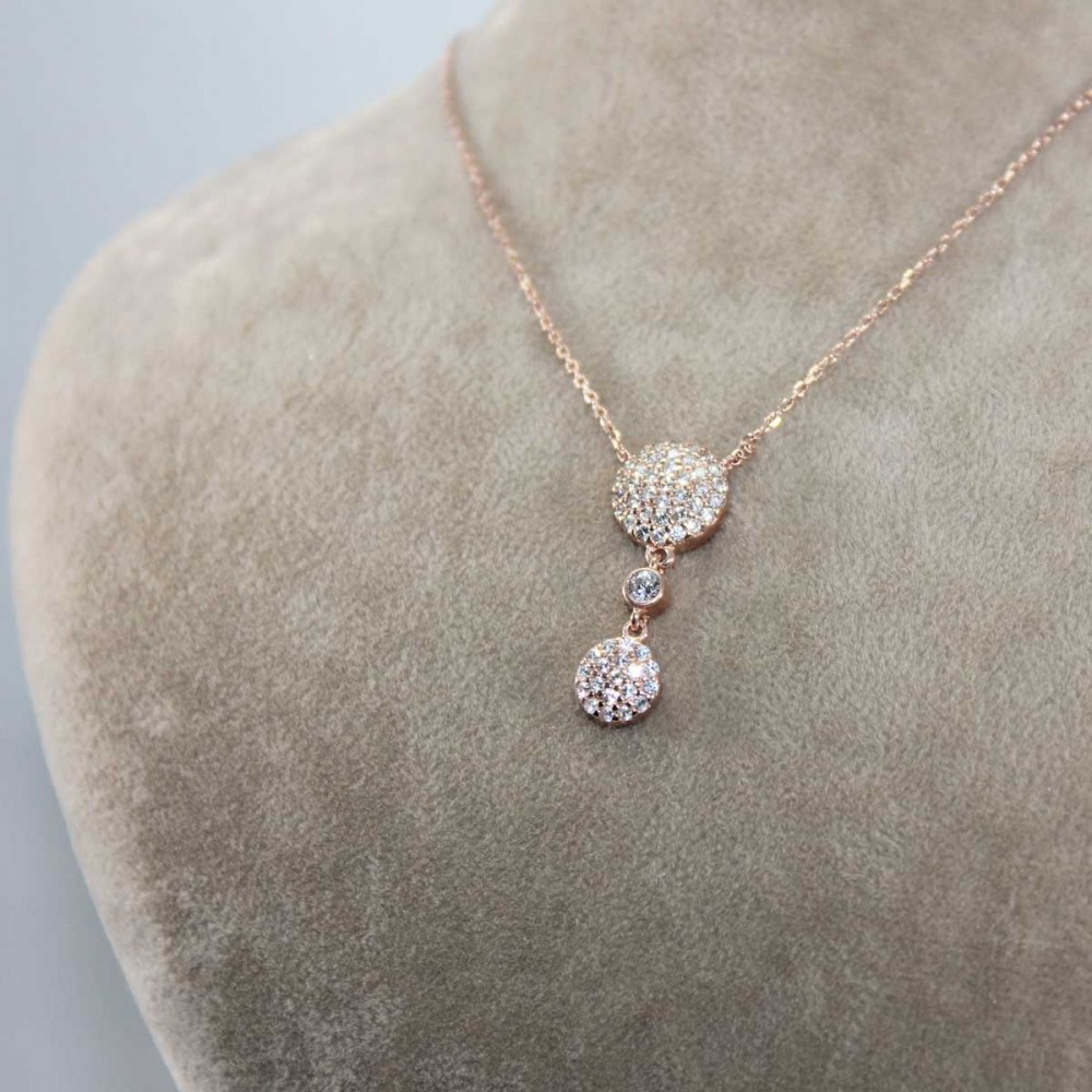 Yuvarlak Pırlanta Montür Pave Gümüş Kolye MY101307 9159 Thumb