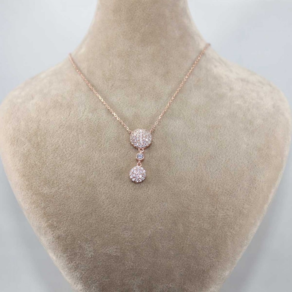 Yuvarlak Pırlanta Montür Pave Gümüş Kolye MY101307 9160 Thumb