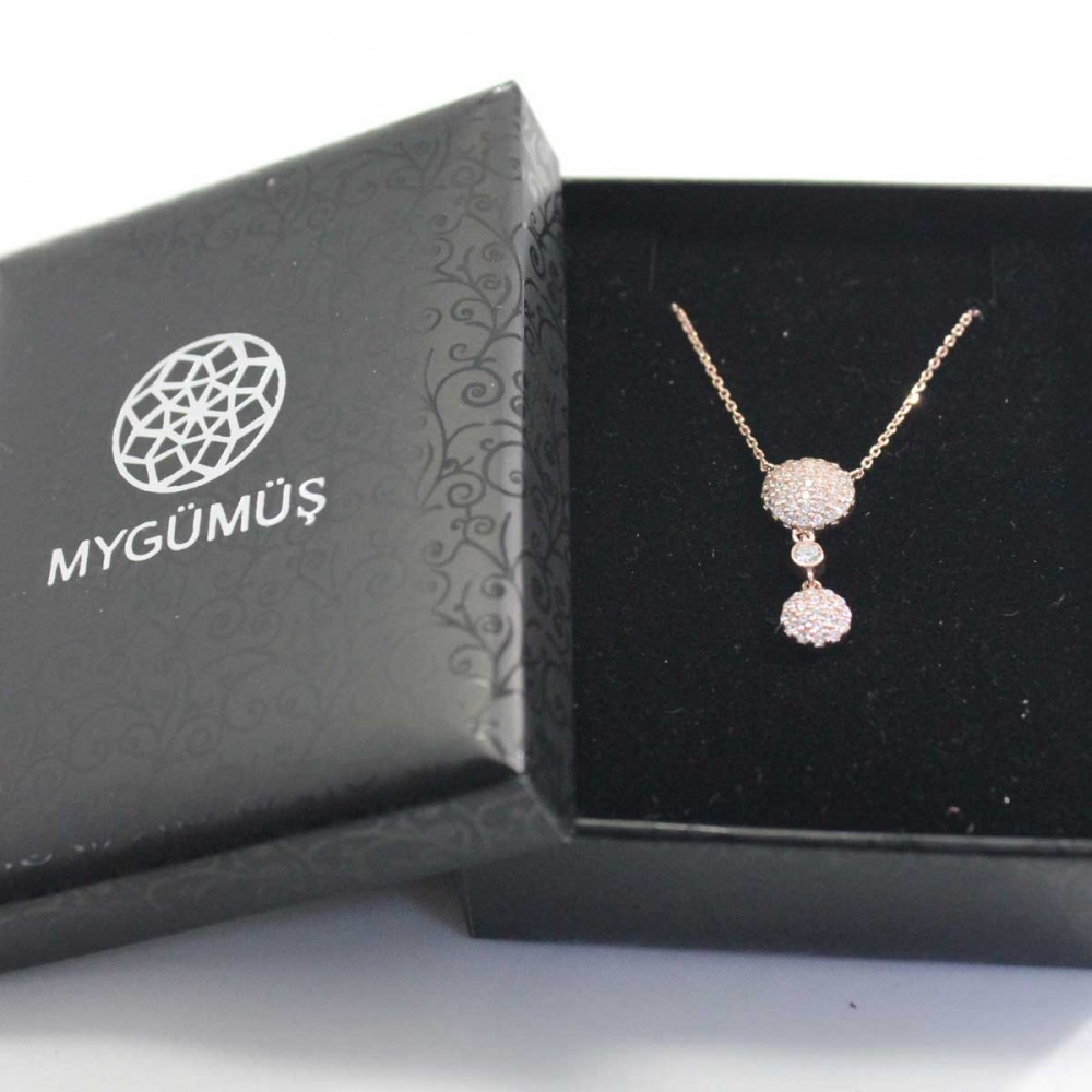 Yuvarlak Pırlanta Montür Pave Gümüş Kolye MY101307 9161 Thumb