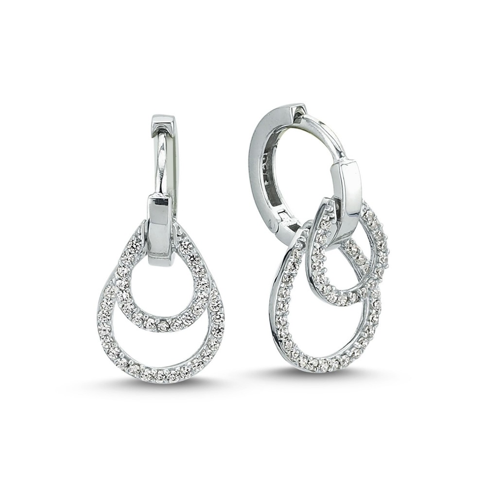 Zirkon Taşlı Damla Halka Gümüş Küpe MY102051 16311 Thumb