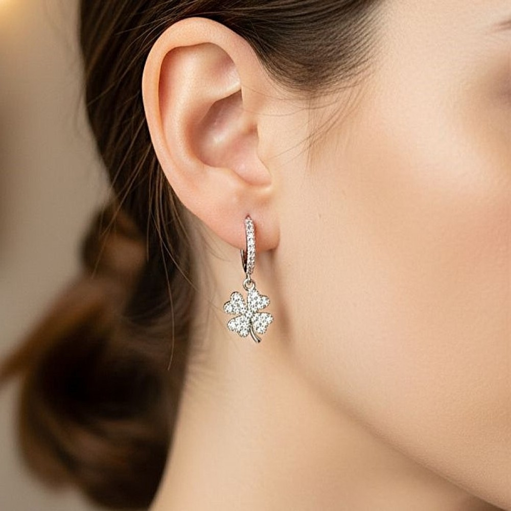 Zirkon Taşlı Yonca Gümüş Küpe MY102376 18226 Thumb