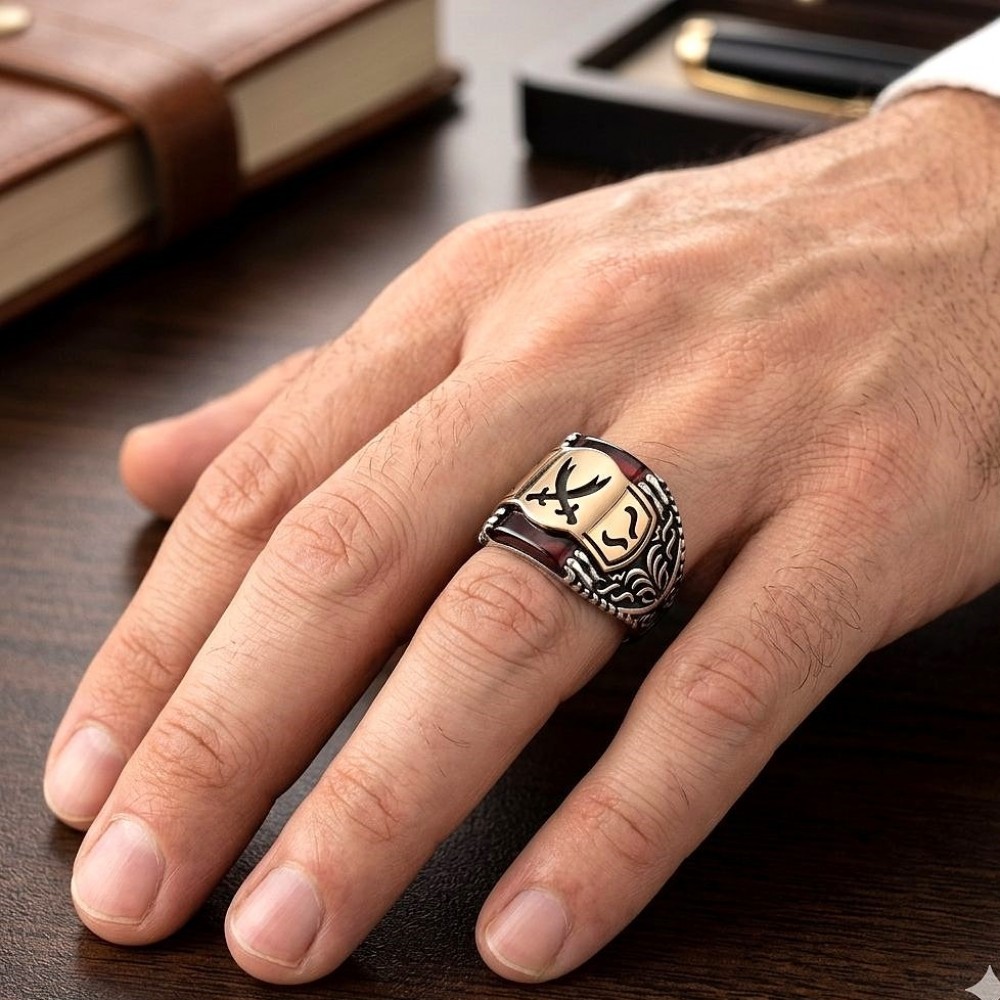 Zülfikar Motifli Erkek Gümüş Yüzük MY101958 18380 Thumb